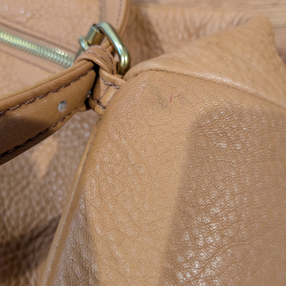HOBO Tan Leather Backpack with Patterned Lining - Picture 7 of 13